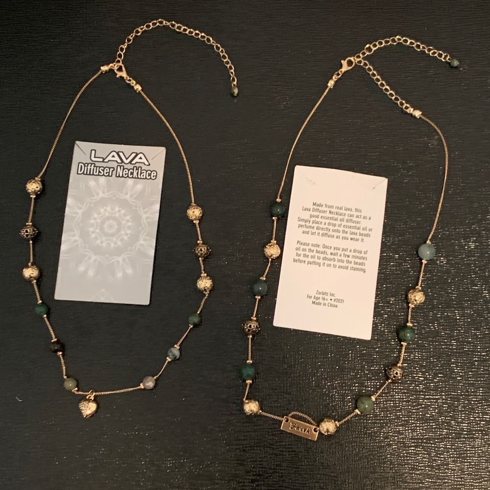 Set of Two Lava Diffuser Necklace for Essential Oils/Perfume Zorbitz